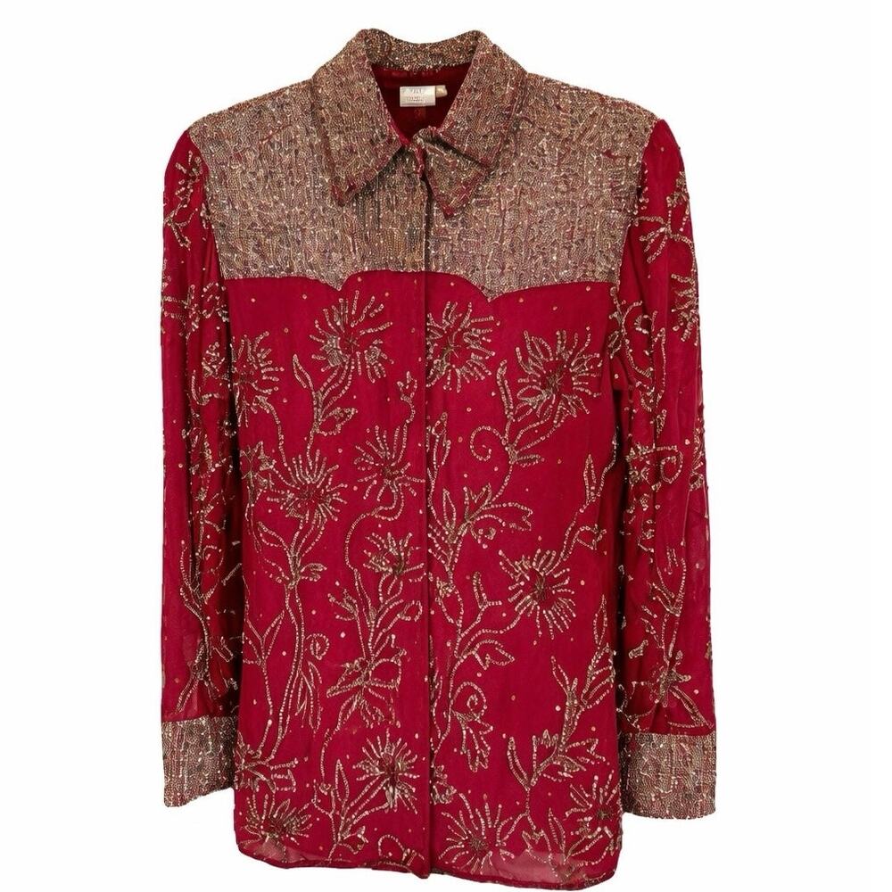 Vintage Emma Black Sequin and Beaded Western Blouse